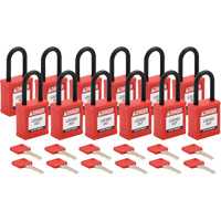 Velocity Lockout Padlocks, Red, Keyed Different, Nylon, 1-1/2" Width D. Morneault & Fils