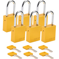 Lockout Padlock, Safety Padlock, Keyed Alike, Aluminum, 1-1/2" Width D. Morneault & Fils