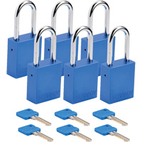 Lockout Padlock, Safety Padlock, Keyed Alike, Aluminum, 1-1/2" Width D. Morneault & Fils
