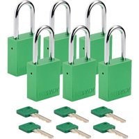 Lockout Padlock, Safety Padlock, Keyed Alike, Aluminum, 1-1/2" Width D. Morneault & Fils