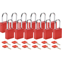 Lockout Padlock, Safety Padlock, Keyed Different, Aluminum, 1-1/2" Width D. Morneault & Fils