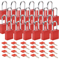 Lockout Padlock, Safety Padlock, Keyed Different, Aluminum, 1-1/2" Width D. Morneault & Fils