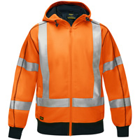 Coton ouat&eacute; doubl&eacute; de sherpa avec capuchon &agrave; fermeture &eacute;clair compl&egrave;te et X au dos Bisley, Petit, Orange haute visibilit&eacute; D. Morneault & Fils