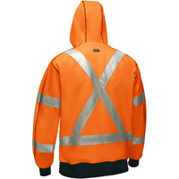 Coton ouat&eacute; doubl&eacute; de sherpa avec capuchon &agrave; fermeture &eacute;clair compl&egrave;te et X au dos Bisley, Petit, Orange haute visibilit&eacute; D. Morneault & Fils