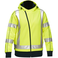 Coton ouat&eacute; doubl&eacute; de sherpa avec capuchon &agrave; fermeture &eacute;clair compl&egrave;te et X au dos Bisley pour femmes, Petit, Jaune lime haute visibilit&eacute; D. Morneault & Fils