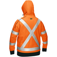 Coton ouat&eacute; doubl&eacute; de sherpa avec capuchon &agrave; fermeture &eacute;clair compl&egrave;te et X au dos Bisley pour femmes, Petit, Orange haute visibilit&eacute; D. Morneault & Fils