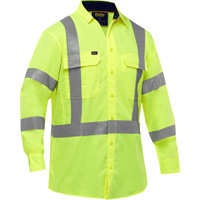 Bisley&reg; X-Back Long Sleeve Work Shirt with X-Airflow, Poly-Cotton, Small, High Visibility Lime-Yellow D. Morneault & Fils