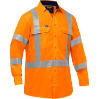 Bisley&reg; X-Back Long Sleeve Work Shirt with X-Airflow, Poly-Cotton, Small, High Visibility Orange D. Morneault & Fils