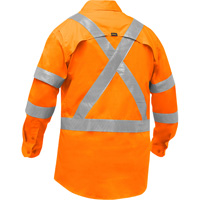 Bisley&reg; X-Back Long Sleeve Work Shirt with X-Airflow, Poly-Cotton, Small, High Visibility Orange D. Morneault & Fils