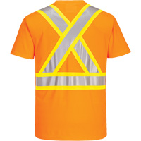 Contrast-Striped Safety T-Shirt, Polyester, Small, High Visibility Orange D. Morneault & Fils