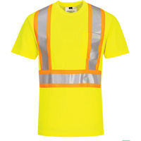 Contrast-Striped Safety T-Shirt, Polyester, Small, High Visibility Lime-Yellow D. Morneault & Fils