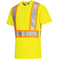 Contrast-Striped Safety T-Shirt, Polyester, Small, High Visibility Lime-Yellow D. Morneault & Fils
