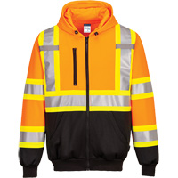 Contrast-Striped Safety Hoodie, Small, Black/High Visibility Orange D. Morneault & Fils