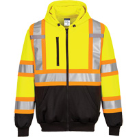Contrast-Striped Safety Hoodie, Small, Black/High Visibility Lime-Yellow D. Morneault & Fils