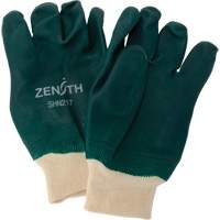 Double Dipped Green Gloves, 10" L, PVC, Cotton Jersey Inner Lining, 70-mil D. Morneault & Fils