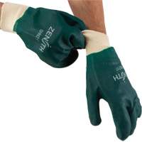 Double Dipped Green Gloves, 10" L, PVC, Cotton Jersey Inner Lining, 70-mil D. Morneault & Fils