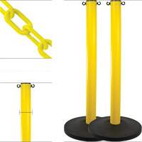 Industrial Stanchion Kit with Plastic Chain, 37" High, Yellow D. Morneault & Fils