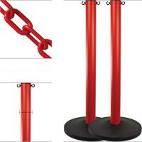 Industrial Stanchion Kit with Plastic Chain, 37" High, Red D. Morneault & Fils