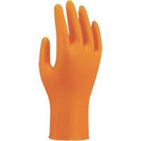 Gants jetables haute visibilit&eacute; 709HVO, 7/Petit, Nitrile, 8 mils, Sans poudre, Orange D. Morneault & Fils