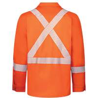 Avenger 7 oz Deluxe Segmented Striped High-Visibility Work Shirt, Style 652, Men's, Small, Orange D. Morneault & Fils