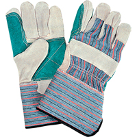 Gants d'ajusteur de qualit&eacute; standard &agrave; paume double, Grand, Paume en Cuir de vache refendu, Doublure en Coton D. Morneault & Fils