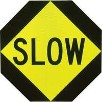 Double-Sided "Stop/Slow" Traffic Control Sign, 18" x 18", Aluminum, English D. Morneault & Fils