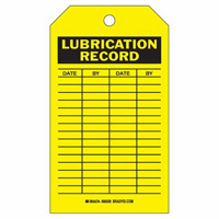 Lubrication Record Tags, Polyester, 4" W x 7" H, English D. Morneault & Fils