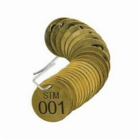 Numbered "STM" Valve Tags, # 001-025, Brass, 1.5" dia D. Morneault & Fils
