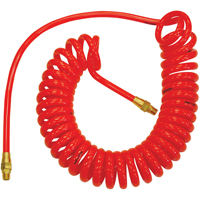 Flexcoil Self-Storing Polyurethane Air Hoses With Fittings, Air, 1/4" ID x 15' L, Polyurethane, 140 PSI at 23 °C D. Morneault & Fils