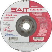 A24R Long Life Grinding Wheel, 7" x 1/4", 7/8" Arbor, Aluminum Oxide, Type 27 D. Morneault & Fils