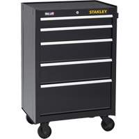 300 Series Rolling Tool Cabinet, 5 Drawers, 26-1/2" W x 18" D x 40-1/2" H, Black D. Morneault & Fils