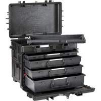 Coffre &agrave; outils militaire mobile avec tiroirs, 4 tiroirs, 22-4/5" la x 15" p x 18" h, Noir D. Morneault & Fils