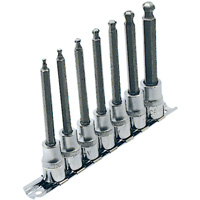 LHSW-3807 SAE 4" Long Ball Nose Socket Set, Hex Ball, 3/8" Drive, 7 Pcs D. Morneault & Fils