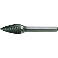 Solid Carbide Burrs - Tree Shape Pointed End, SG-41, 1/8" Dia., 1/8" Shank, 1/4" Depth of Cut D. Morneault & Fils