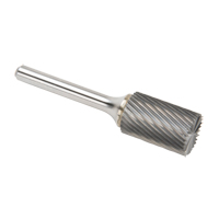 Solid Carbide Burrs - Cylinder Shape with End Cut, SB-6, 3/5" Dia., 1/4" Shank, 24.4 mm Depth of Cut D. Morneault & Fils