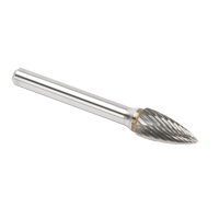 Solid Carbide Burrs - Tree Shape Pointed End, SG-3, 9.53 mm Dia., 1/4" Shank D. Morneault & Fils