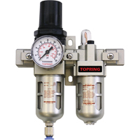 Airflo Compact Combination Units Filter/Regulator + Lubricator + Gauge, 1/4" NPT, 150 PSI Max. PSI, Modular D. Morneault & Fils