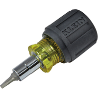 Stubby Multi-Bit Screw Driver With Sq.Recess, 3-1/5" L, Cushion Grip Handle D. Morneault & Fils