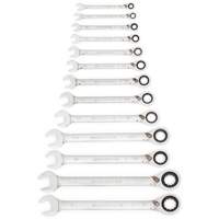 72-Tooth 12 Point Reversible Ratcheting SAE Wrench Set, Combination, 13 Pieces, Imperial D. Morneault & Fils
