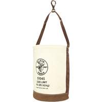 Leather-Bottom Bucket, 17" H, Canvas, White D. Morneault & Fils