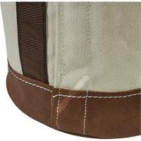 Leather-Bottom Bucket, 17" H, Canvas, White D. Morneault & Fils