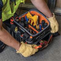 Tradesman Pro Tool Tote, Ballistic Nylon, 40 Pockets, Black/Orange D. Morneault & Fils