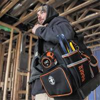 Tradesman Pro Tool Tote, Ballistic Nylon, 40 Pockets, Black/Orange D. Morneault & Fils
