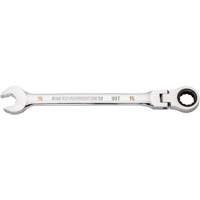 90-Tooth Flex Head Ratcheting Combination Wrench, 12 Point, 15 mm, Chrome Finish D. Morneault & Fils