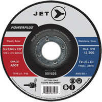 A60T PowerPlus Cut-Off Wheel, 5" x 3/64", 7/8" Arbor, Type 27, 12200 RPM D. Morneault & Fils