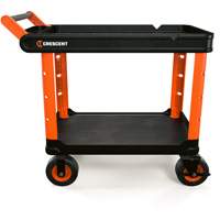RAILWORKS 2-Shelf Industrial Utility Cart with 8" Casters, 47" L x 24-1/2" W x 37-4/5" H, Black/Orange D. Morneault & Fils