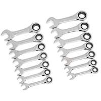 72-Tooth 12 Point Stubby Wrench Set, Ratcheting Combination, 14 Pieces, Imperial and Metric D. Morneault & Fils