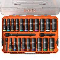 KNECT Drive Socket Set, 23 Pcs, Impact, 3/8" Drive Size, Deep D. Morneault & Fils