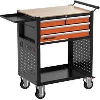 Chariot utilitaire, 4 tiroirs, Noir/Orange D. Morneault & Fils