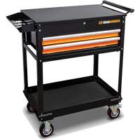 Utility Cart, 2 Drawers, 32-1/2" W x 42" H, Black/Orange D. Morneault & Fils